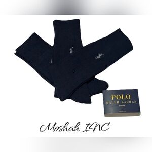 Polo Ralph Lauren Men's 3-Pairs Ribbed Dress Socks  Navy Blue